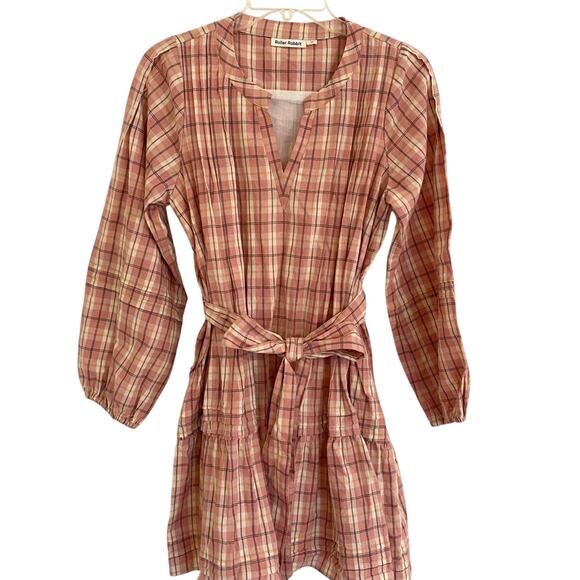 Roberta Roller Rabbit Pink Plaid Cotton Ruffle Dress Tuckernuck Style X-Small - Picture 2 of 9